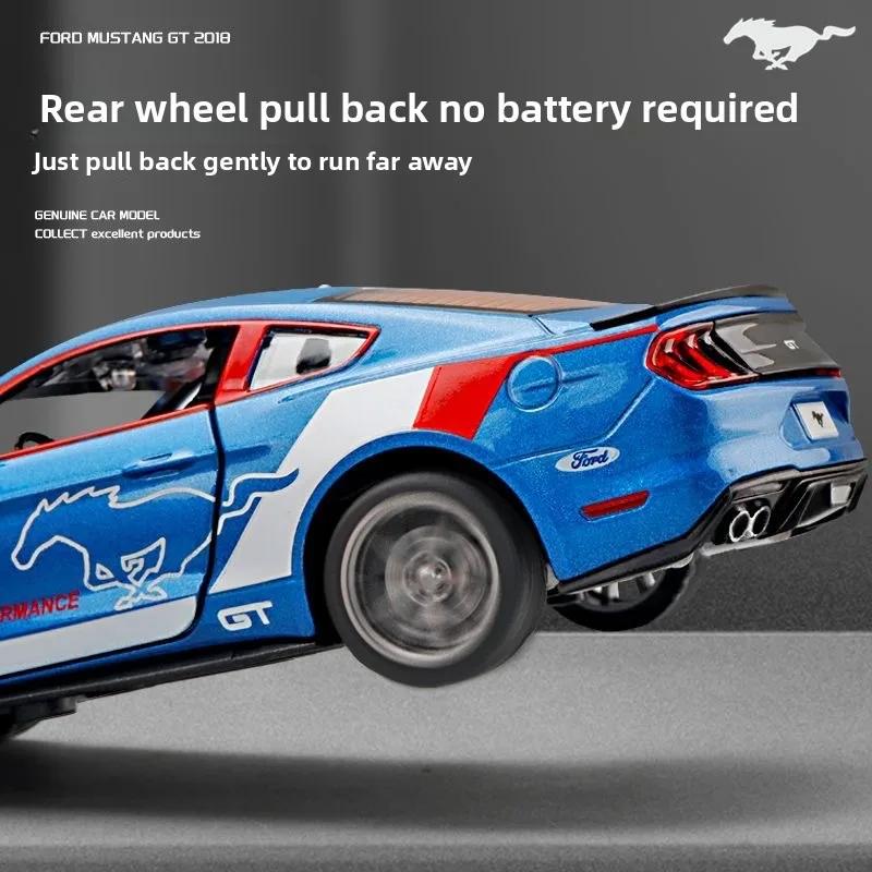 SPZS3 1:34 Ford Mustang GT 2018 Muscle Car Alloy Car Die Cast Toy Car Model Sound and Light Children's Toy Collectibles Birthday Gift