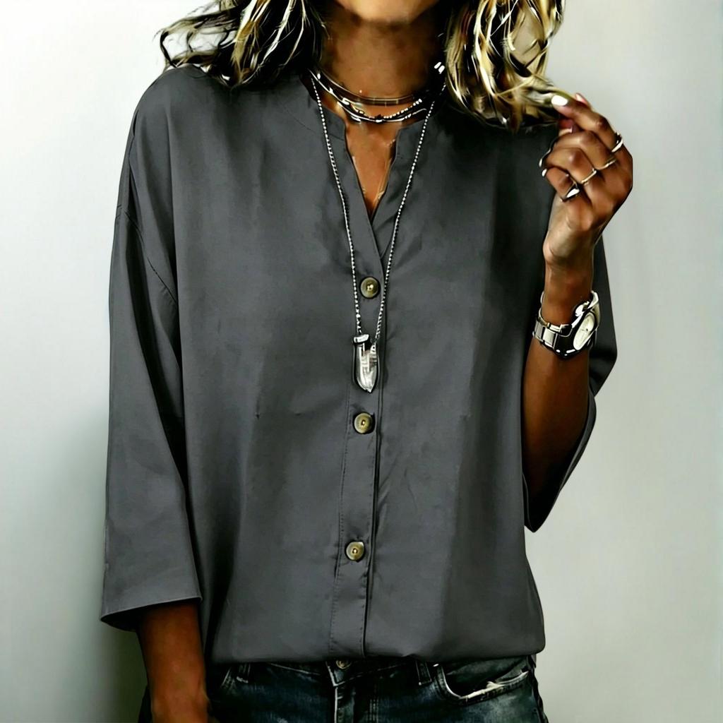 Women's Fashion New Summer Button Loose Shirt Women's Casual Versatile T-Shirt Top