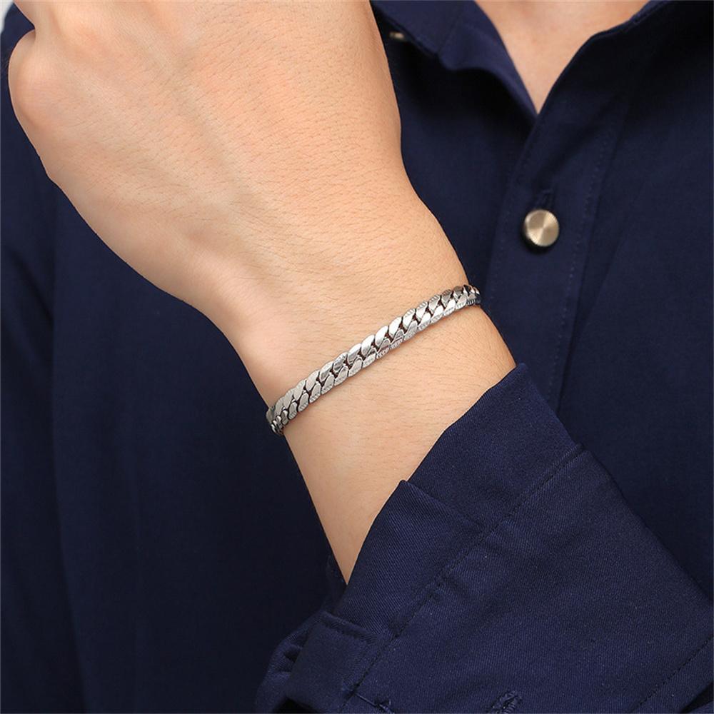 Bracelet Punk à Maillons Chaîne Serpent Plat 18/21cm Couleur Or Argent Acier Inoxydable Chaînes de Main pour Hommes Femmes Bijoux Mode Cadeau