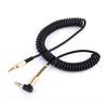 1.5m Retractable 3.5mm Male-to-Male AUX Spring Audio Cable with Elbow To Straight Head Design for Car Connection