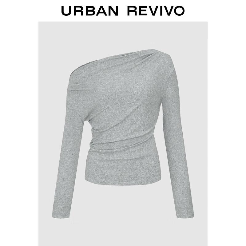 UR Women s Stylish Pleated Off-Shoulder Long Sleeve T-Shirt XL