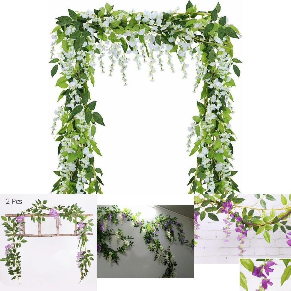 Lifelike 2x Artificial Wisteria Flower Vine With Stunning Colors For Home Decor