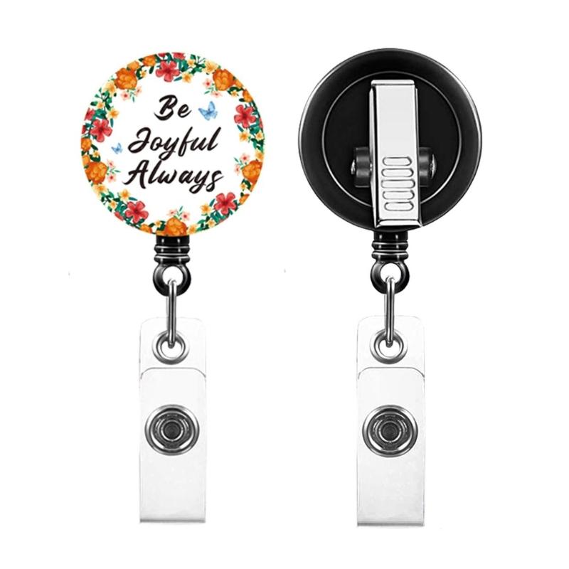 Retractable Badge Holder with Metal Clip Rotating ABS Badge Holder for Student Teacher Doctor Nurse Badge Holder