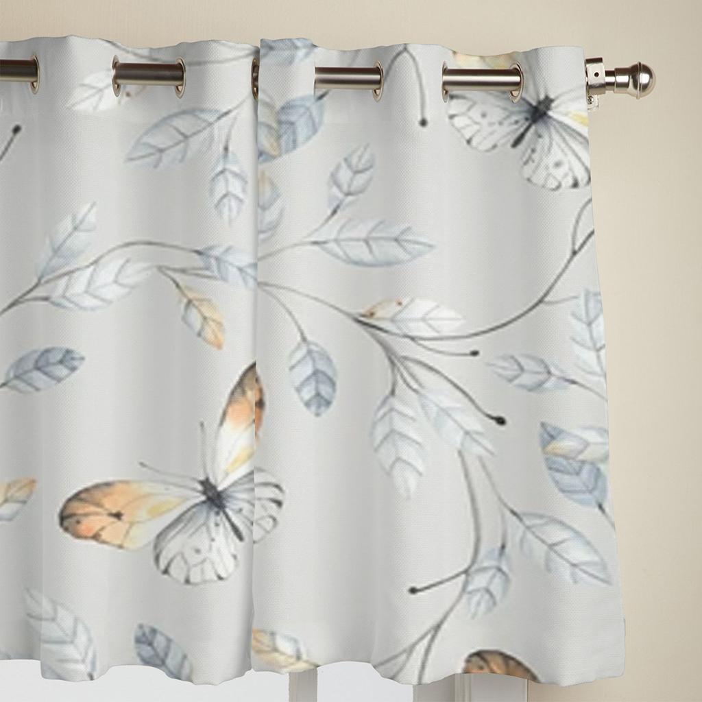 Abstract Butterfly And Leaves Window Curtains For Living Room Bedroom Luxury Modern Kitchen Curtains Fabric Drapes