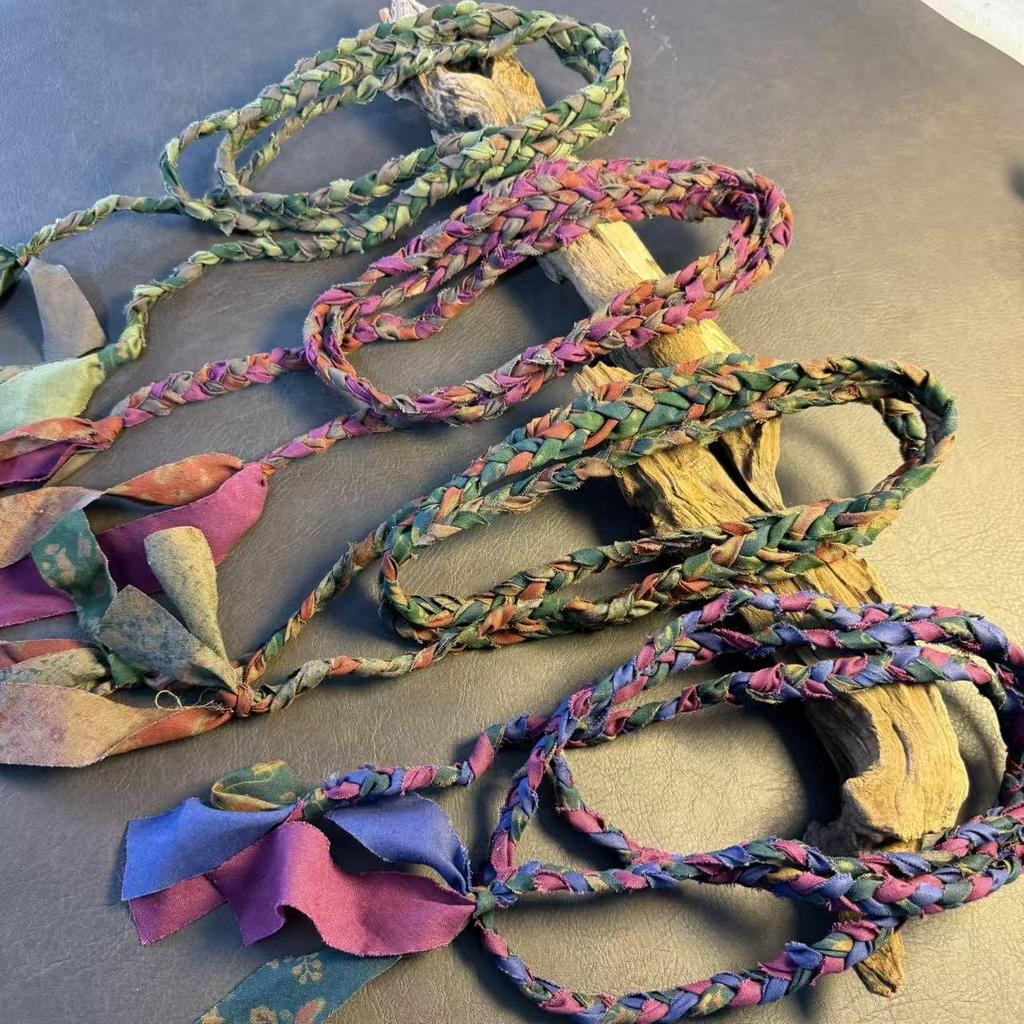Cintura Artistica in Cotone e Lino Tessuta a Mano da Donna - Versatile, Decorazione Vita a Tre Usi.