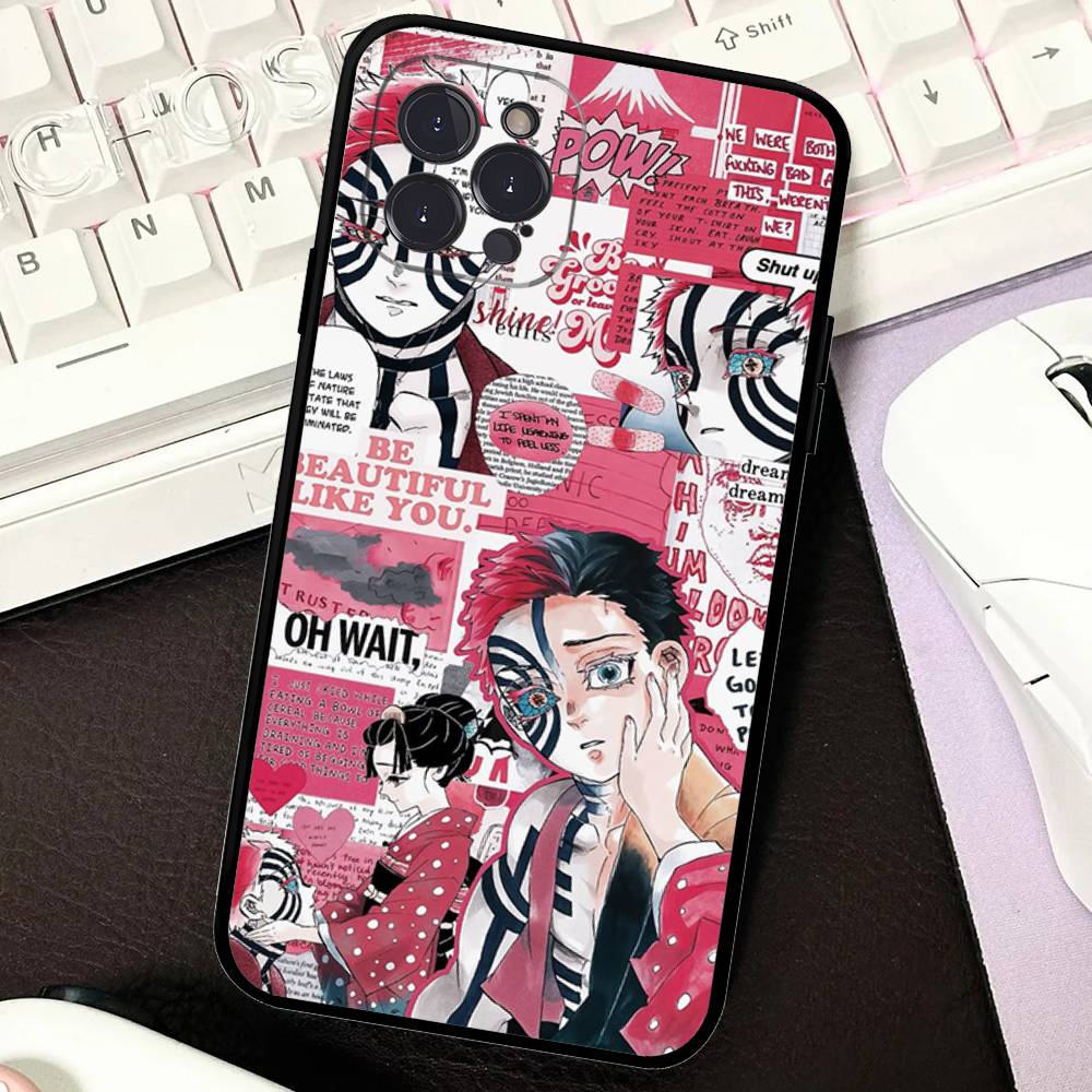 Popular Anime Akaza D-Demon S-Slayer Black Soft Phone Case For IPhone 16 15 14 13 11 12 17 Pro Max Mini Plus