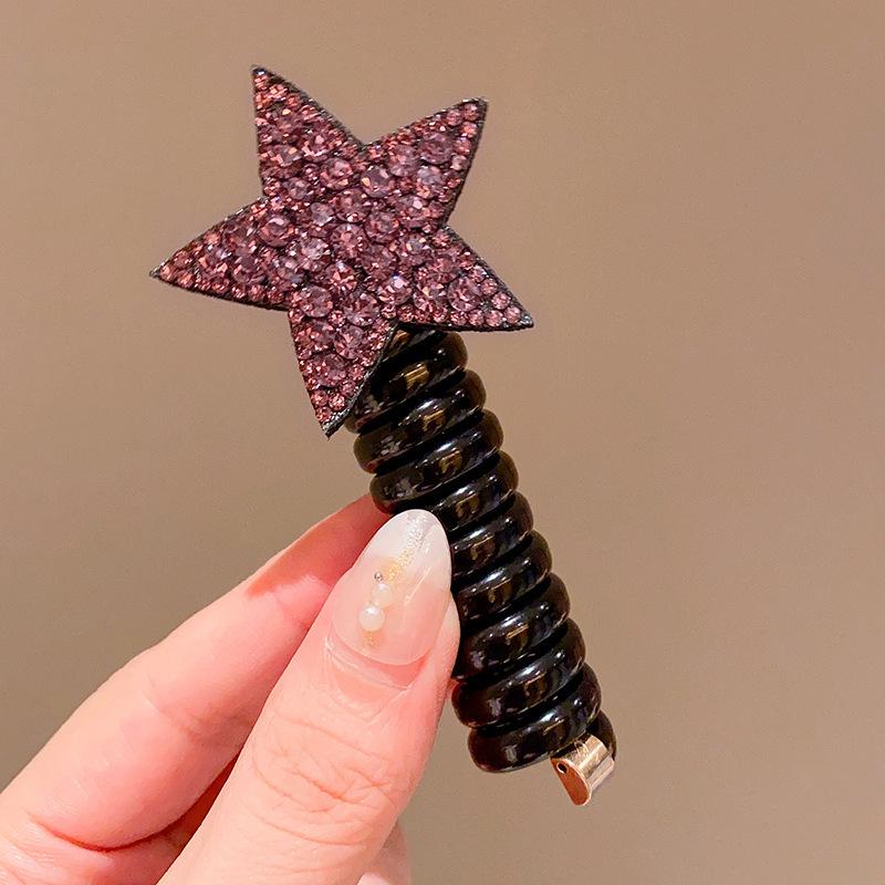 Rhinestone Star Children's No-Damage Hair Tie - Little Girl Pentagram Scrunchie