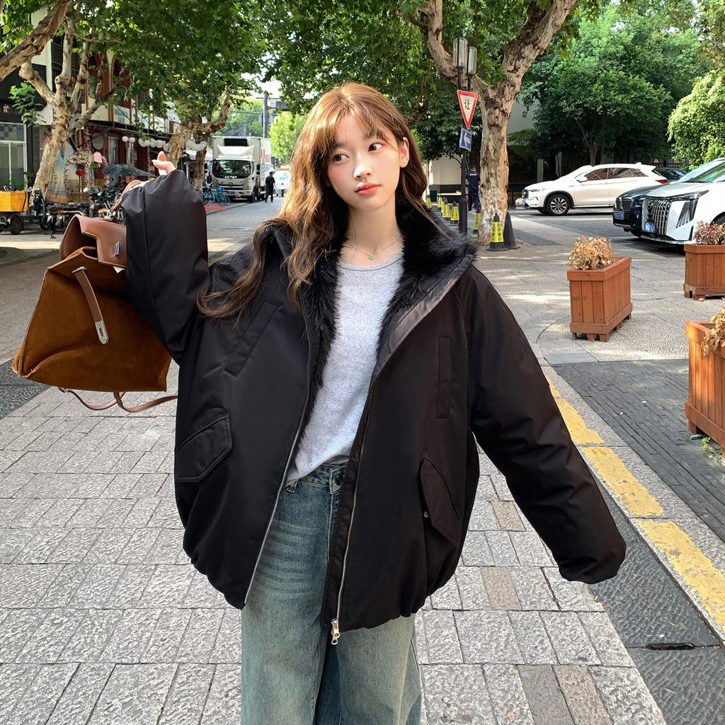 Winter new women's down cotton clothes fur collar hooded cotton clothes cotton clothes women's warm pie overcome coat