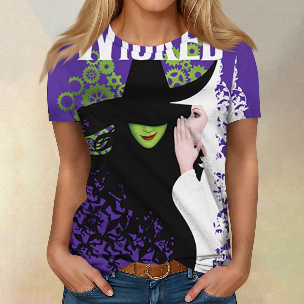 Women's Casual Fashion Cartoon Print Short-Sleeve Top/T-Shirt