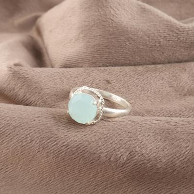 Aqua Chalcedoon Edelsteen Sieraden, 925 Sterling Zilveren Ring, Handgemaakte Sieraden, Chalcedoon Zilveren Ring Voor Huwelijksgeschenk