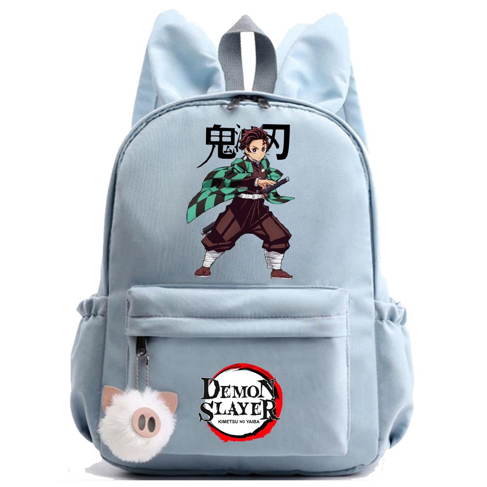 Anime Cartoon Demon Slayer Aufdruck Rucksack für Teenager Kinder Schüler Schultasche Mädchen Damen Große Kapazität Wasserdicht Reisetasche Geschenk Mochila