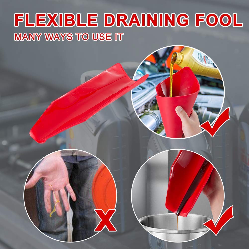 Flexible Oil Drain Tool Funnel, Reusable Oil Filter Funnel Spill Free, Portable Flexible Draining Tool Can Be Molded Into Different Shape