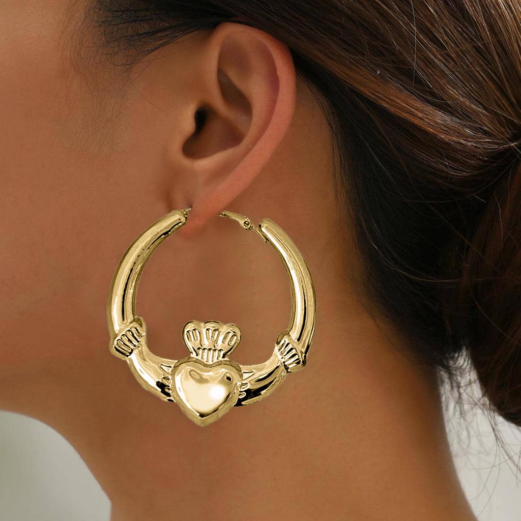 Heart Design Hoop Earrings Jewelry Chic Heart Hoop Earrings Ear Rings Charm For Women Ideal Valentine's Day Jewelry