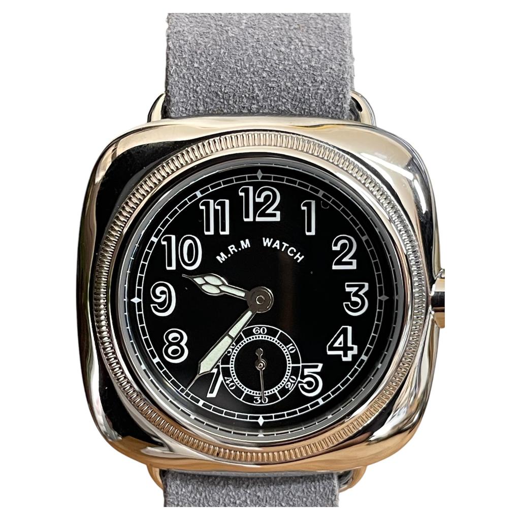 Militärisches Kissen Schwarz Grau Wildleder Nato-Armband [M.R.M.W.] Uhr, Zifferblatt,