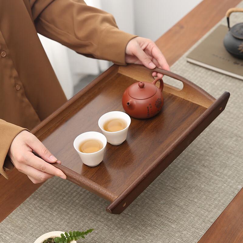 ZISIZ Rechteckige Bambus-Abtropf-Servierplatte