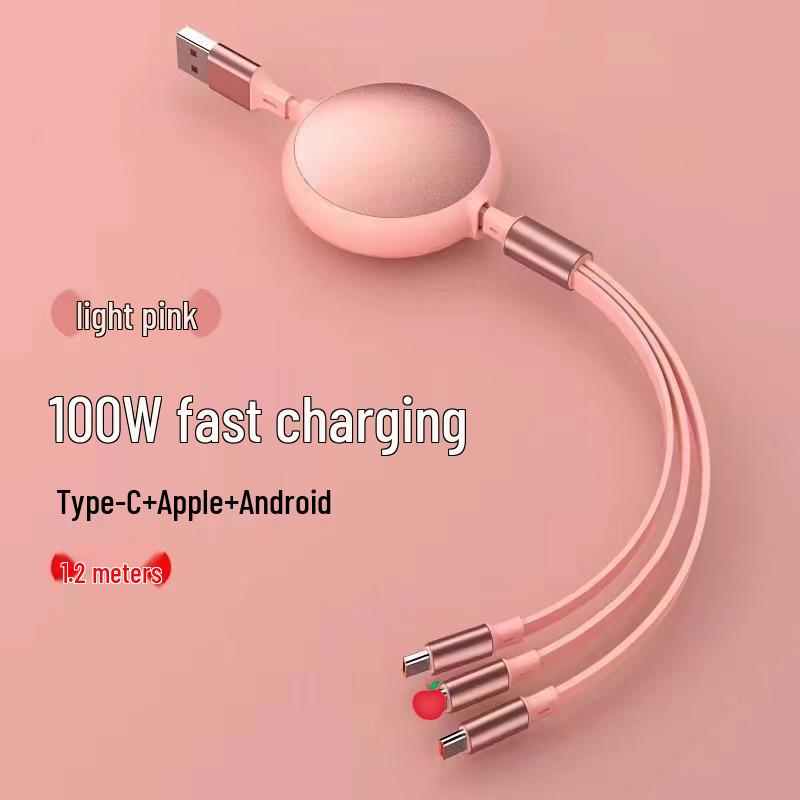 100W Retractable 3-in-1 Fast Charging Cable with Custom Logo