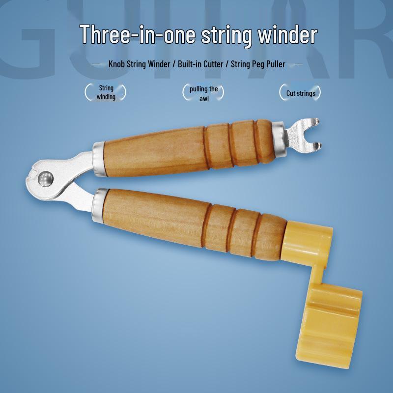 Gitarrensaitenaufwickler, Saitenschneider & Wirbelzieher: 3-in-1 Akustik-Saitenwerkzeug
