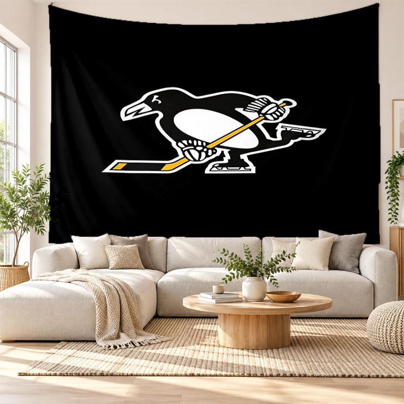 Pittsburgh Penguins Wandteppich, Weiches Stoff Wandbehang, Dekorative Kulisse Für Schlafzimmer Heim Wandkunst