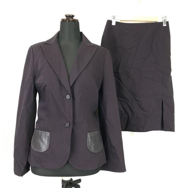 

PAULE KA / Комплект юбочного костюма Осень-Зима [Женский S / 36 / Темно-фиолетовый] Однобортный жакет / Джемпер