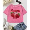 Fresh Raspberry Fruit Sweet Tasty Picked Daily Print Women Washed T-Shirt Slim Y2K Clothes Summer Cotton Top T Shirt