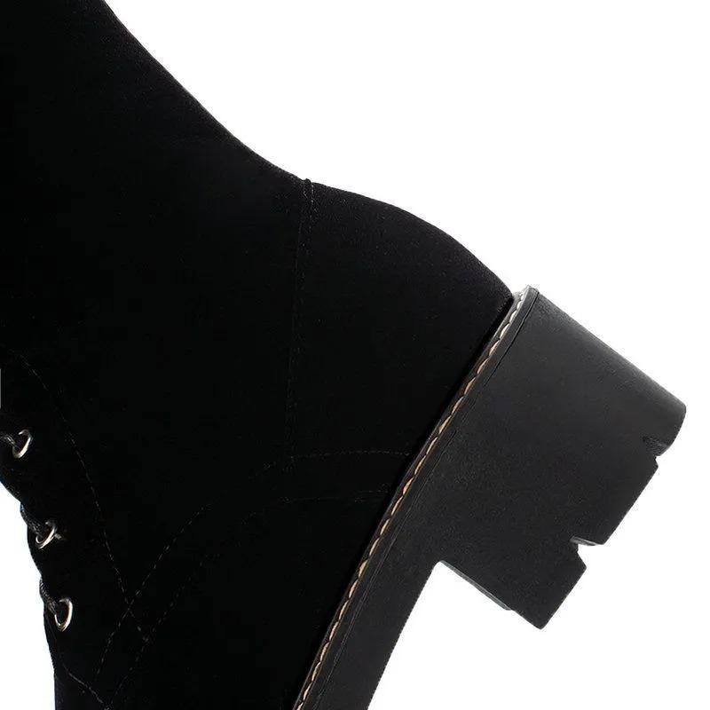 Fretwork Heels Velvet Zip Over-the-Knee Boots Winter Round Toe Fur Med Solid Women Winter Shoes Yellow Knee High Boots