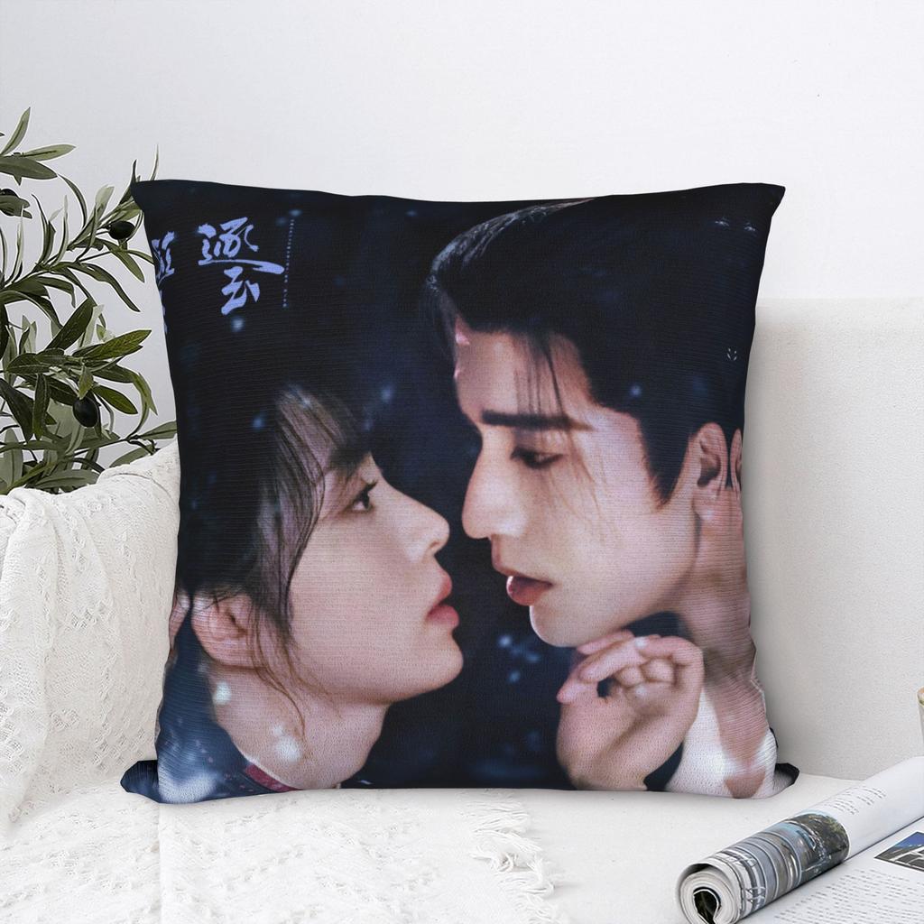 Pursuit of Jade Zhu Yu Square Pillow Case TV Drama Cushion Cover Funny Zipper Decorative Pillowcase for Sofa 40x40cm