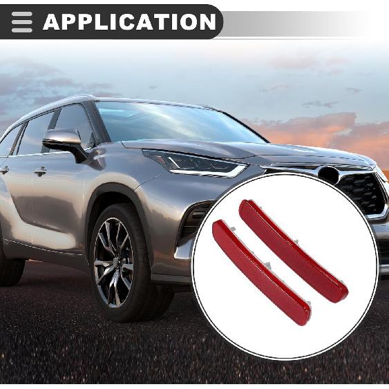 Motoforti Rear Bumper Reflector Light,Rear Fog Lights Reflector Lamps,for Toyota Highlander 2011-2013,Plastic,Red,2Pcs