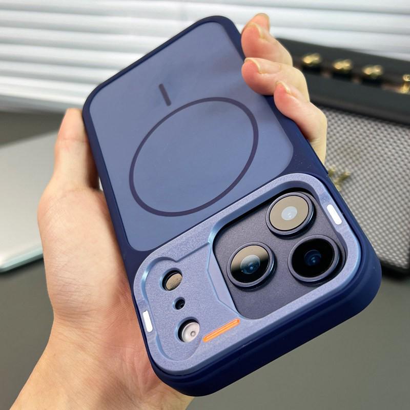 iPhone 17 Pro Max Frosted Magnetic Ring Protective Case - Anti-drop Design 17 синий