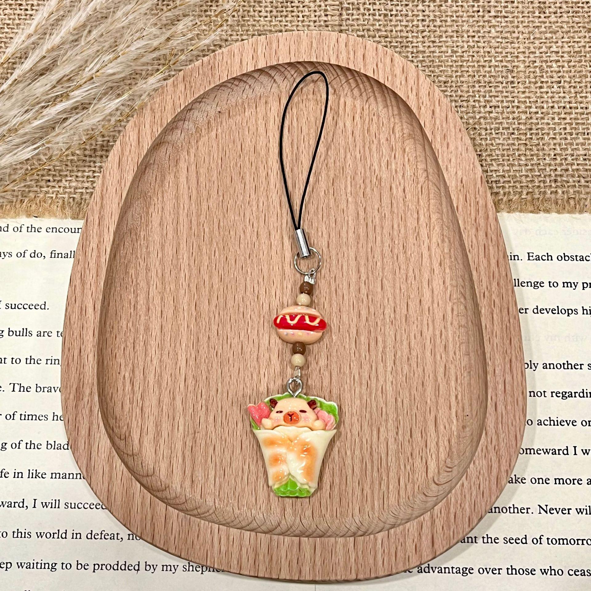 Capybara Pancake Phone Charm Keychain: DIY Resin Accessory, Food Toy, Backpack Pendant