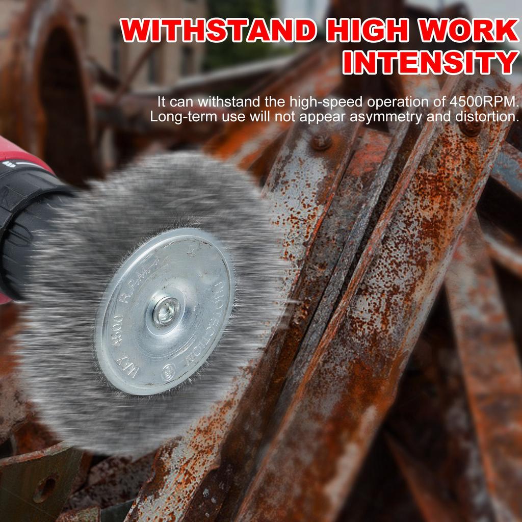 13 Pcs Wire Brush Set for Rusts Removal 0.012in Coarse Carbon Steel Crimping Wire Brush Kit with 1 4 Inch Hex Shank for
