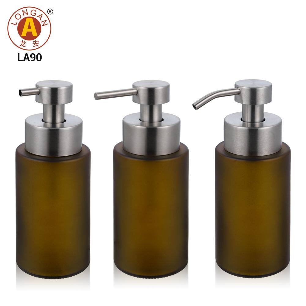 Hochwertige mattierte bernsteinfarbene Glasflasche mit doppeltem Seifenspender Schneller Versand Heiß Beliebt Doppelfunktion China Hersteller