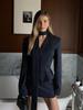 V-Neck Skirt Suit with Scarf Collar - 2025 Summer European & American Style