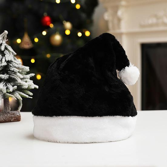 Plush Xmas Hat Soft Comfortable Vibrant Color Christmas Hat Festival Decor