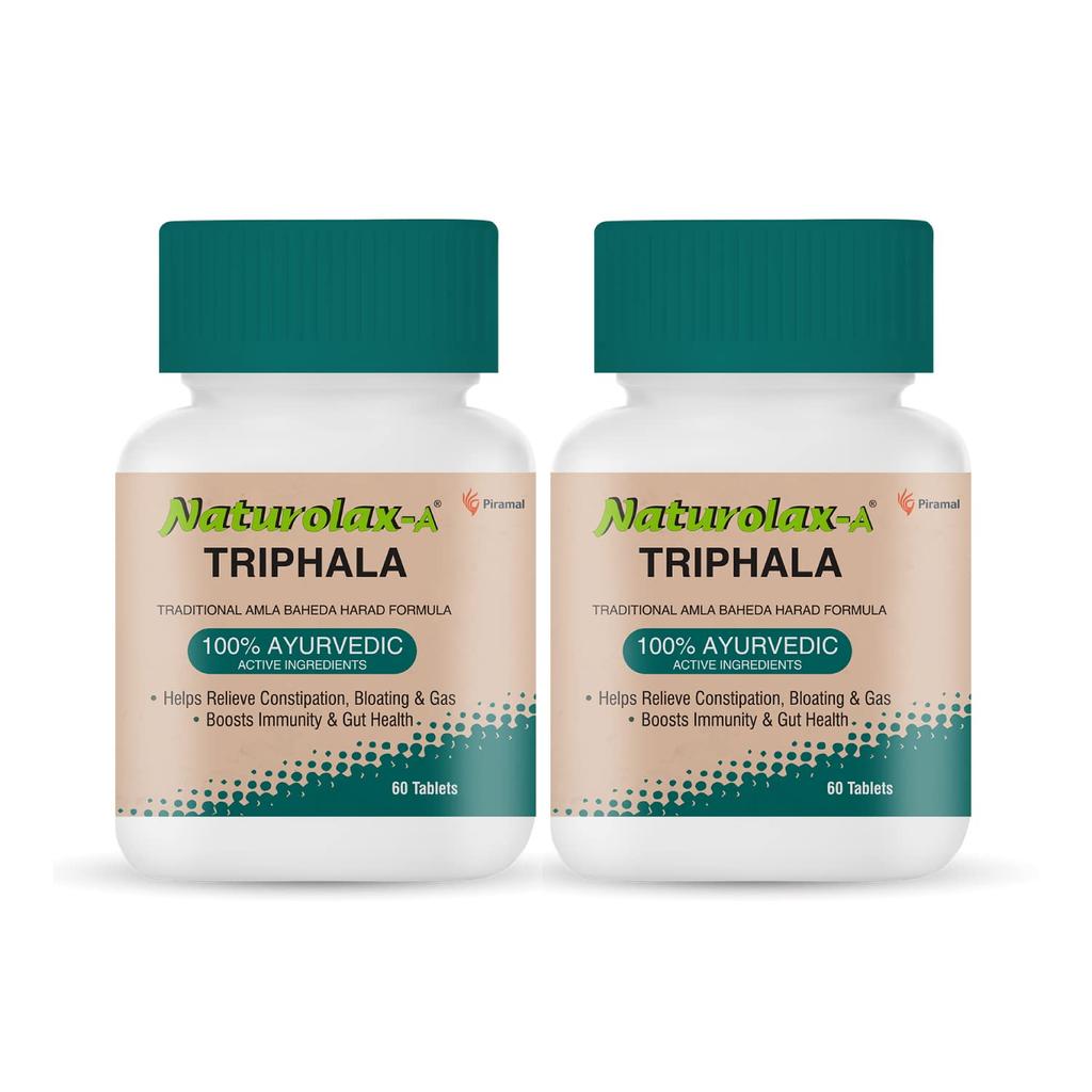 Naturolax-A Triphala Ayurvedic Tablets Pack Of 2 Relieves Constipation And Bloating Supports Digestive Health With Natural Gut Care 60 Tablets Each