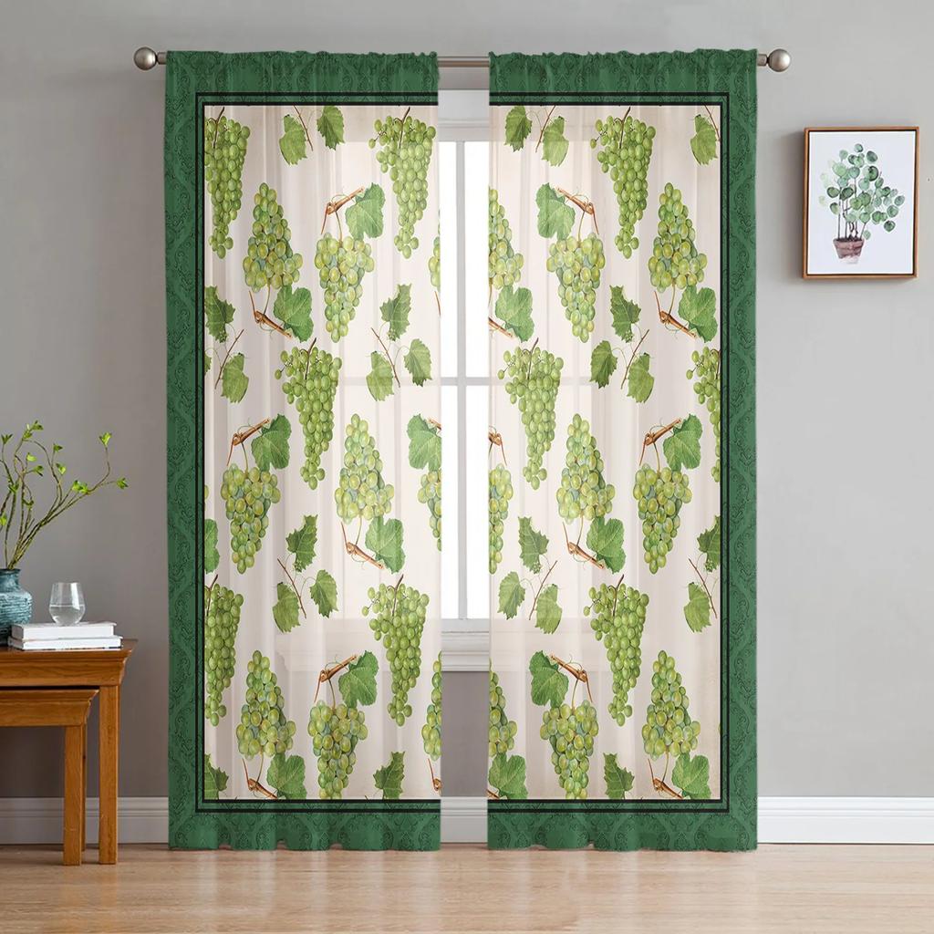 Vineyard Fruit Grape Tulle Curtains Living Room Bedroom Voile Curtain Children Organza Window Drapes Sheer Made Of Polyester Area Treatment