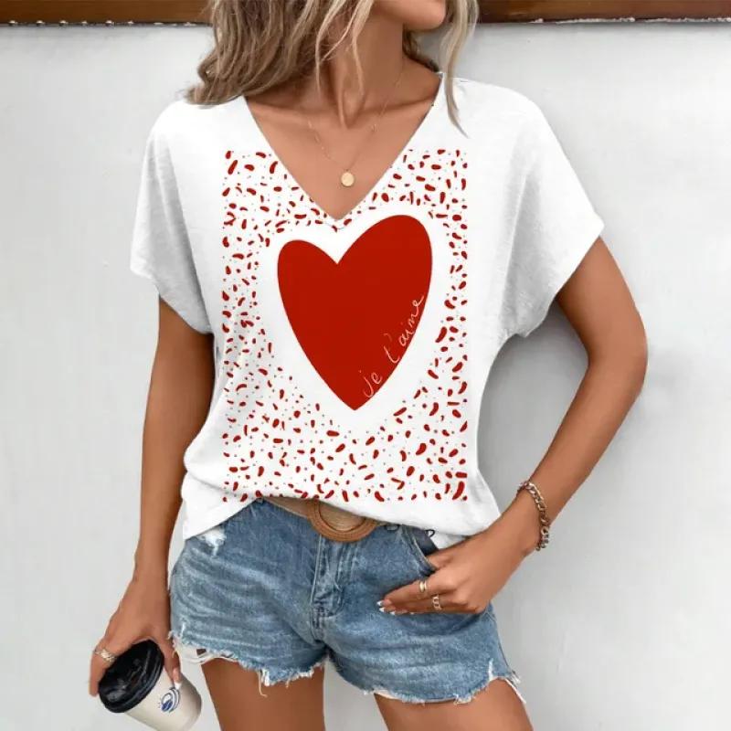 elegant women's v-neck t-Shirt fashion  funny fruit pattern print t-Shirt popular short sleeve t-Shirt summer leisure t-Shirt