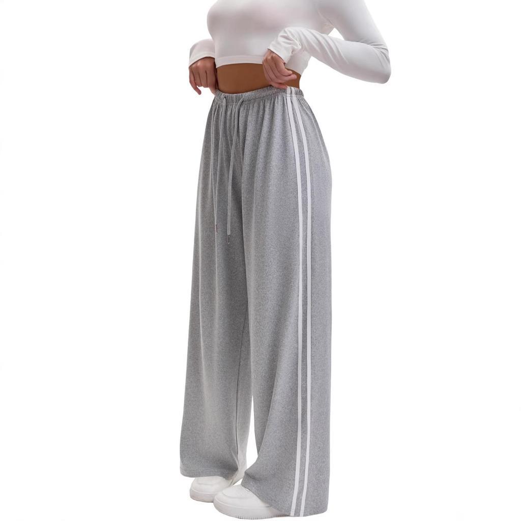 European Side Stripe Wide-Leg Sweatpants: Women's High-Waist Loose Casual Pants