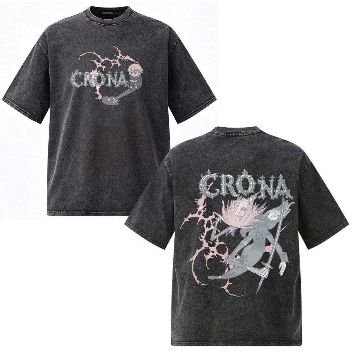 Vintage Washed Anime Soul Eater Crona T Shirts Men Women Clothing Fashion Cotton Oversized Short Sleeve T-shirts Tops Streetwear S разноцветный
