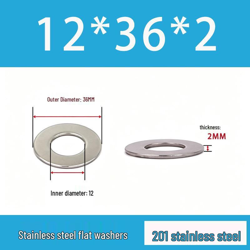 201 Stainless Steel Rust-proof Flat Washer - National Standard Hardware Fasteners with Complete Specifications, In Stock.