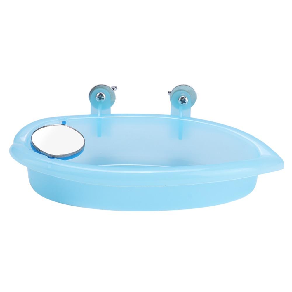 Mirror Design Bird Bath Box Easy To Clean Parrot Bathtub Toy Cute Bird Bathing Tub  Budgie Cage Use