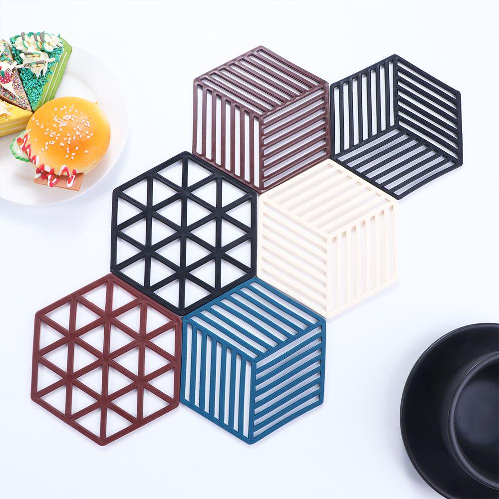 Creative Silicone Hexagon Geometric Drink Holder Hollow Placemat Coaster Cup Pad Trivet Mats