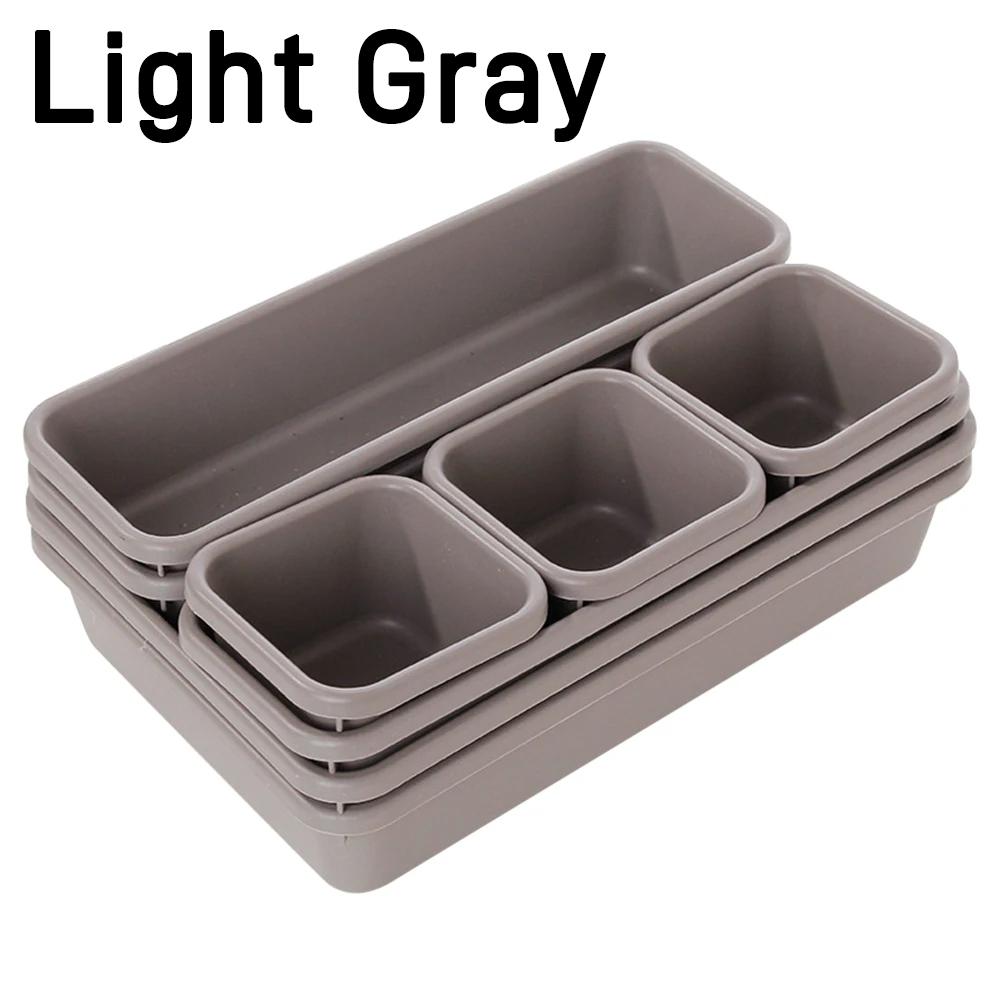 

8 шт./компл. регулируемый ящик-органайзер, подносы для макияжа, косметика, разделитель для мелочей, держатель для кухни, ванной комнаты, шкаф, шкатулка для драгоценностей 8PCS-1SET светло-серый