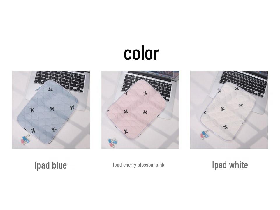 14-Inch Embroidered Bow Laptop Bag for Women - Thickened Cotton, Shockproof, Fits 11-Inch iPad & Keyboard