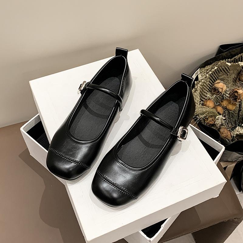 French with Skirt Mary Jane Shoes Women's Shoes 2025 Spring and Autumn New Korean Version Flat-bottomed Doudou Shoes Silver Small Leather Shoes