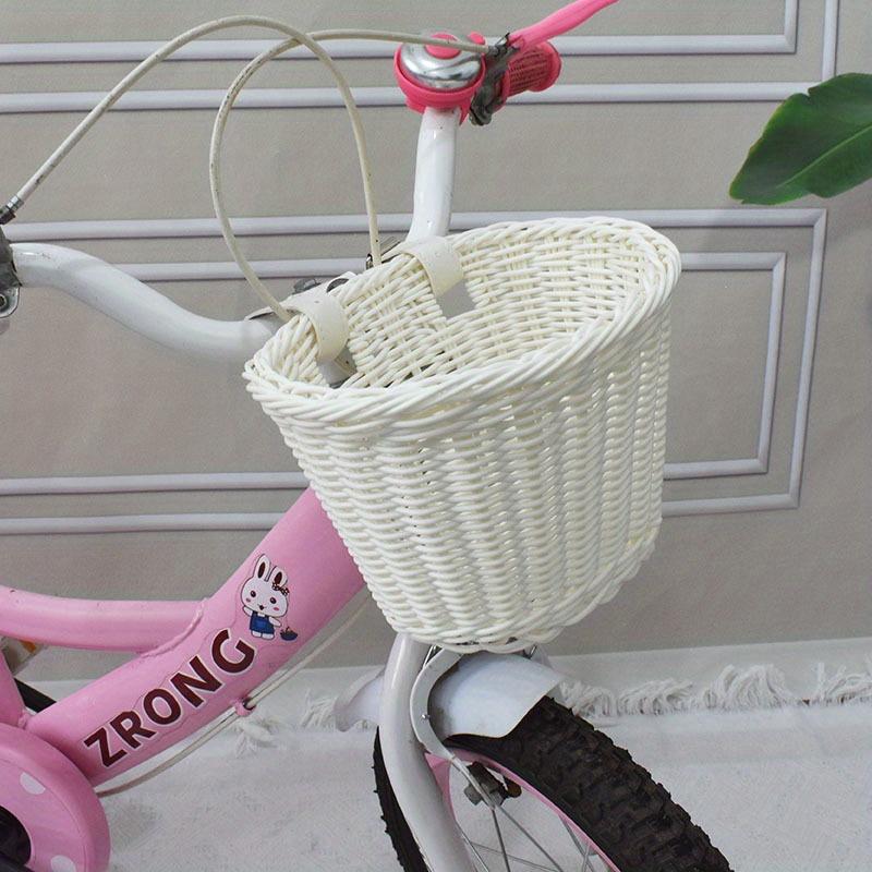1pc Bicycle Front Basket Hand Knitting Bike Basket Plastic Rattan Bicycle Basket Bike Accessories  Multi-color Optional
