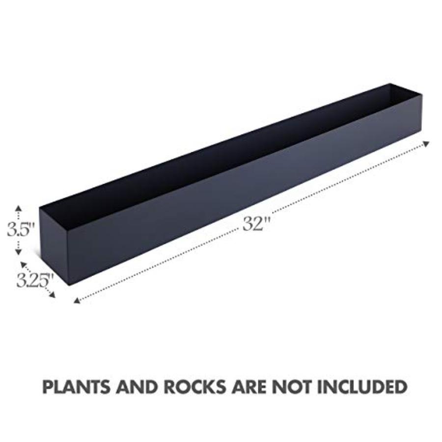 Modern Grey Rectangle Planter Box 16 Metal Planter Perfect for Succulent Narrow Box for Table or Window Sill Rectangular Stainl