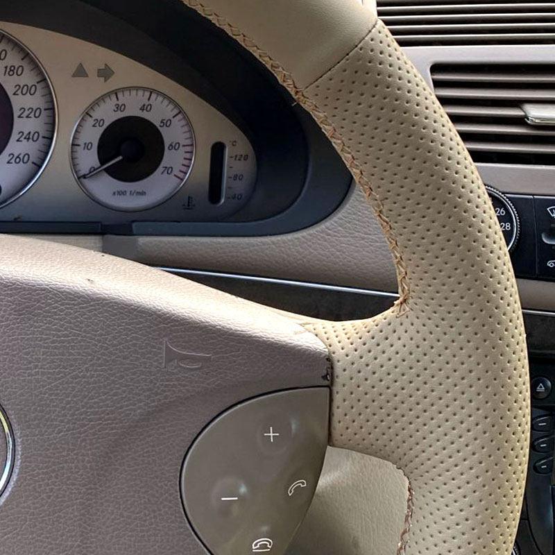 Car Steering Wheel Beige Microfiber Leather Cover Trim For Mercedes Benz E G Class W211 W463 2002 2003 2004 2005 2006 2007