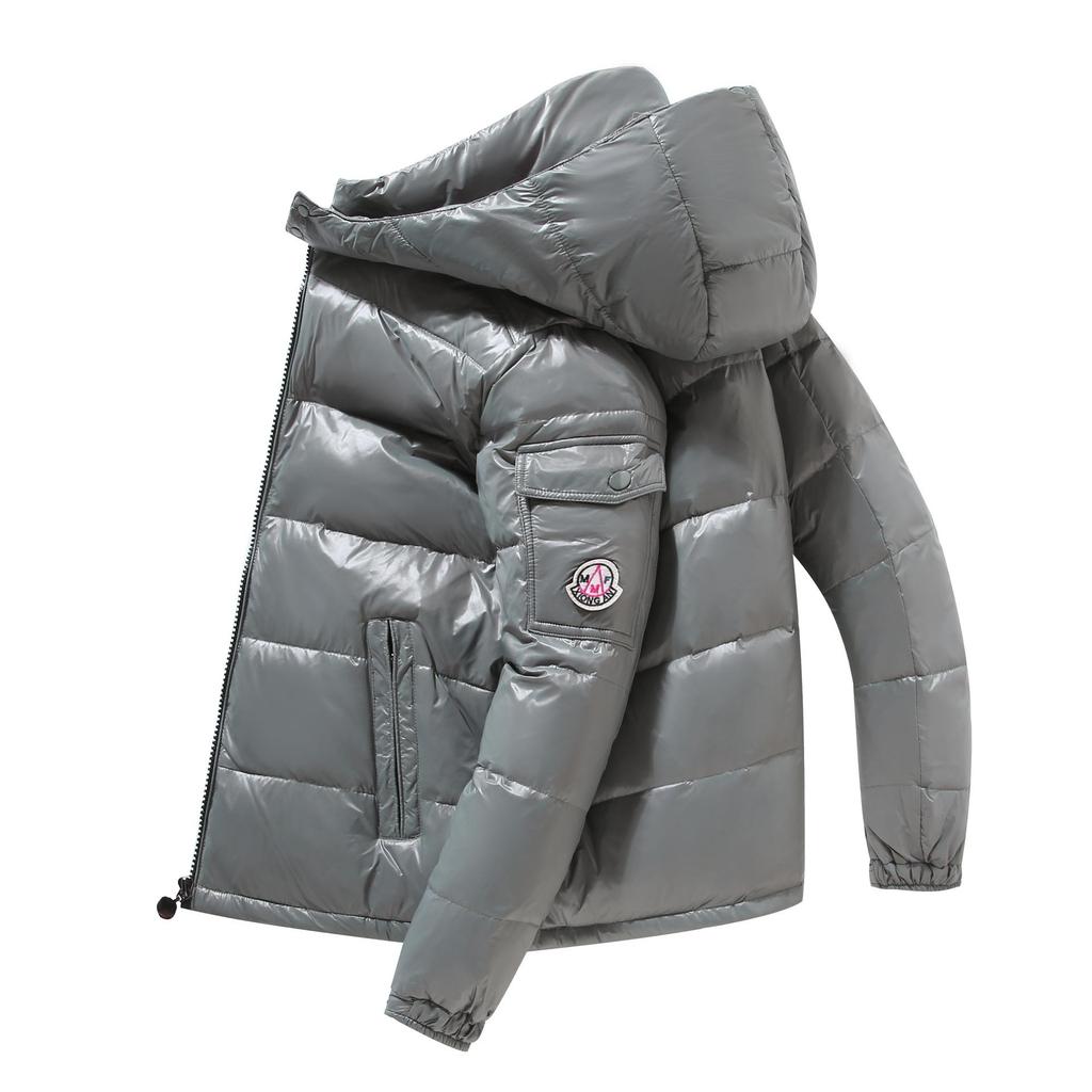 Winter Heren Pufferjassen Bubble Gevoerde Kleding Glanzende Afneembare Hoed Warm Waterdicht Geen Wassen Donsjacks Man Donsjassen