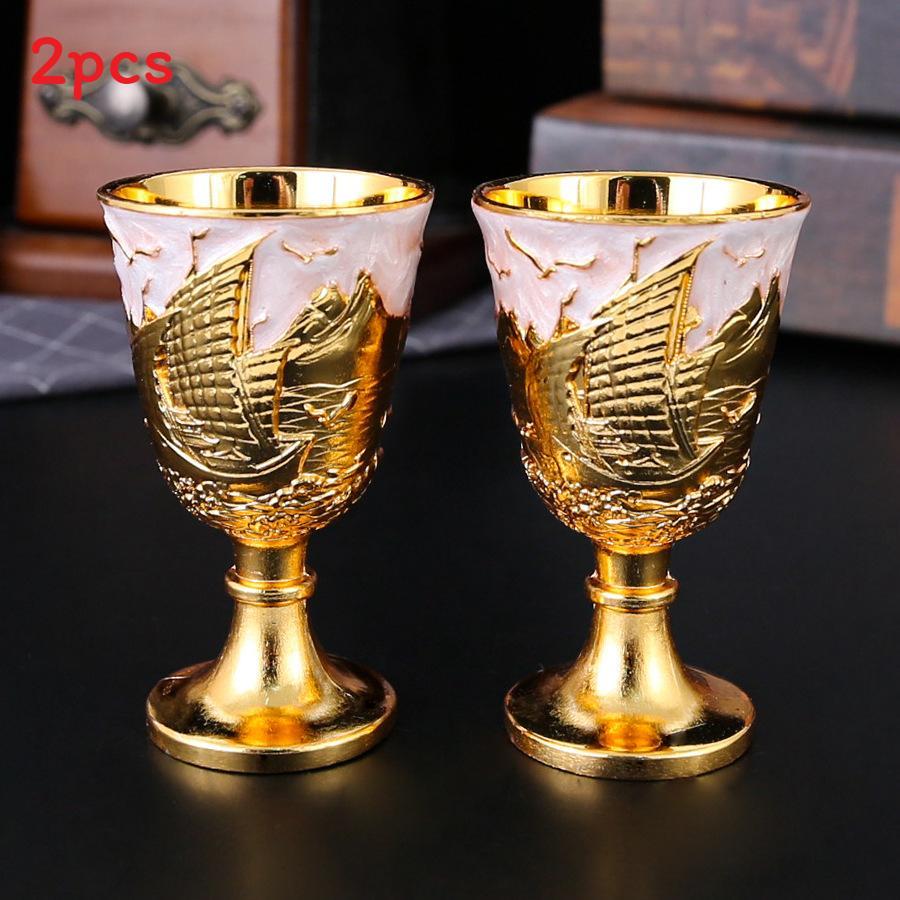 Vintage Metal Water Cup Set With Geometric Design For Home Decor And Giftgiving