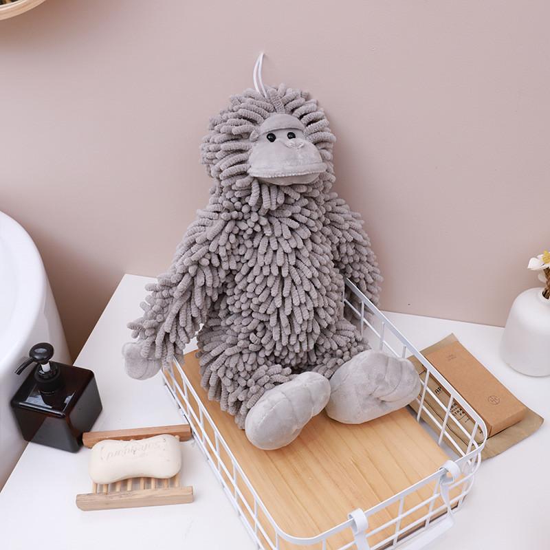 

Cartoon Gorilla Plush Water Absorbing Towel Holder For Kids And Adults серый